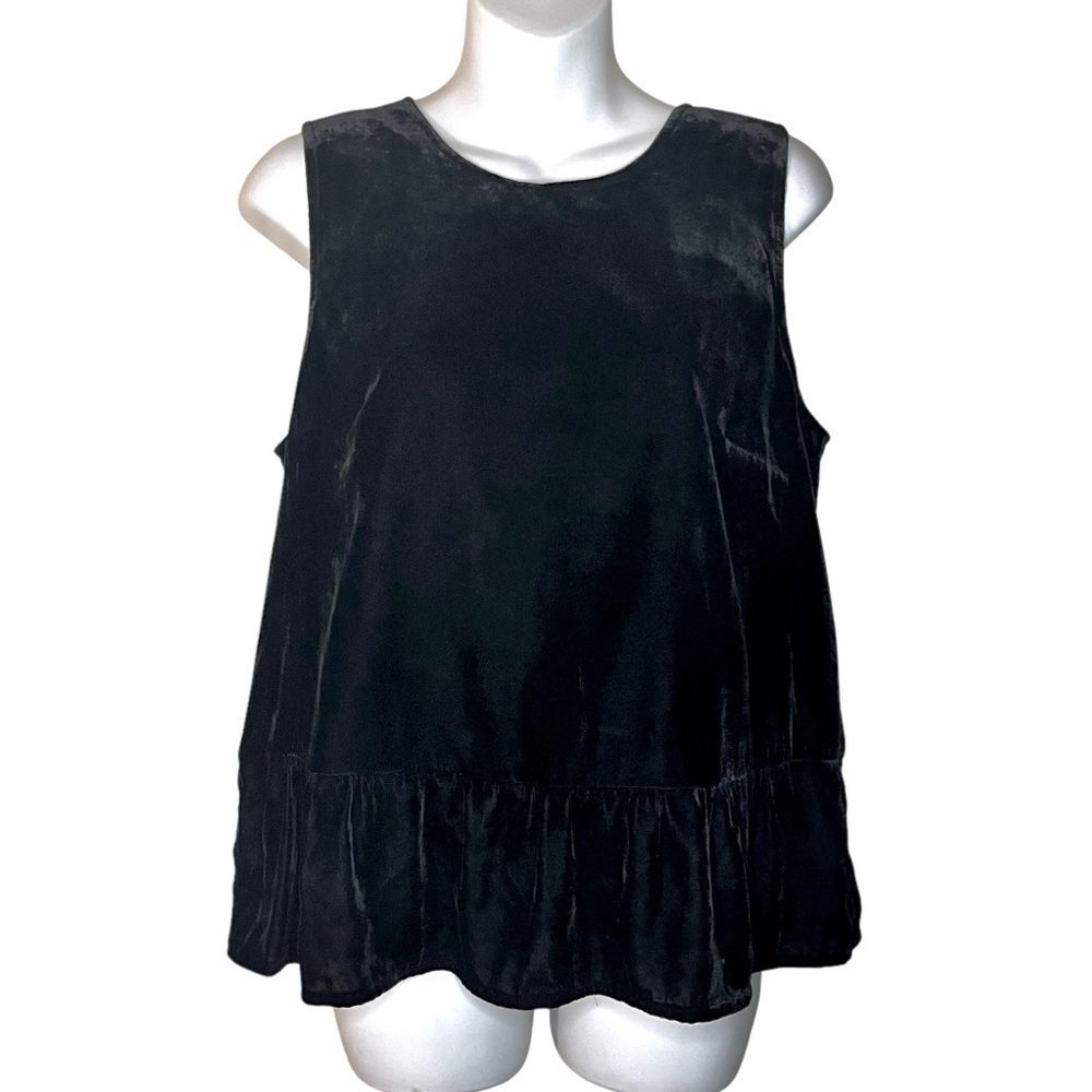 J. Crew black velvet sleeveless peplum top size 8